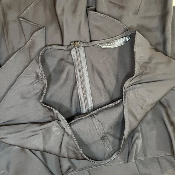 Zara Women Black Layered One Shoulder Dress Size Small - Picture 5 of 13